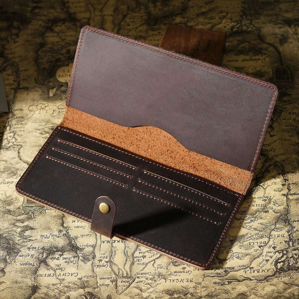 Crazy Horse Cowhide Long Wallet - Scraften