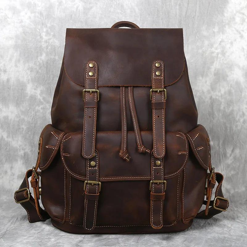 crazy horse leather backpack Crazy Horse Leather Men's Backpack