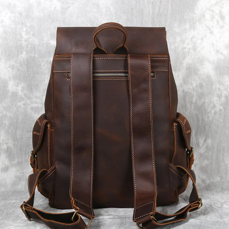 Crazy Horse Leather Men's Backpack