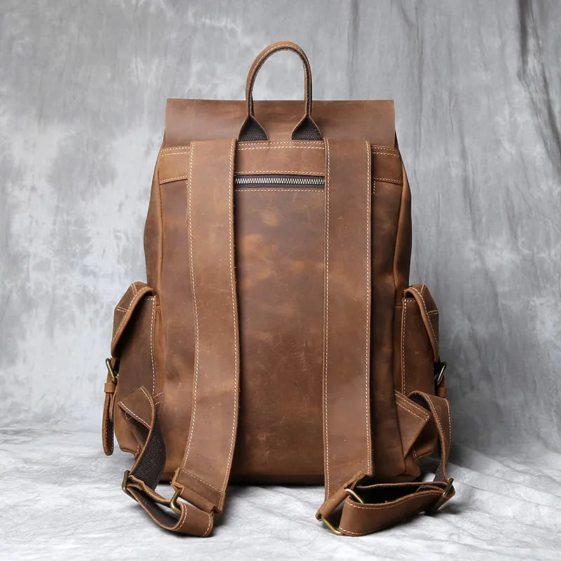 Crazy Horse Leather Men's Backpack