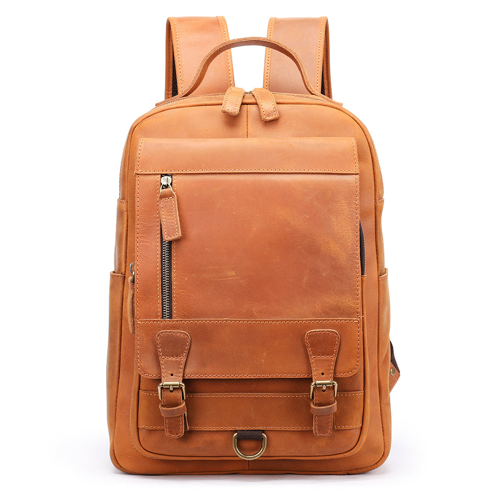 Crazy horse leather knapsack laptop backpack - Scraften