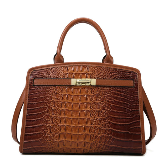 Exquisite Crocodile Pattern Luxury Handbag - Scraften