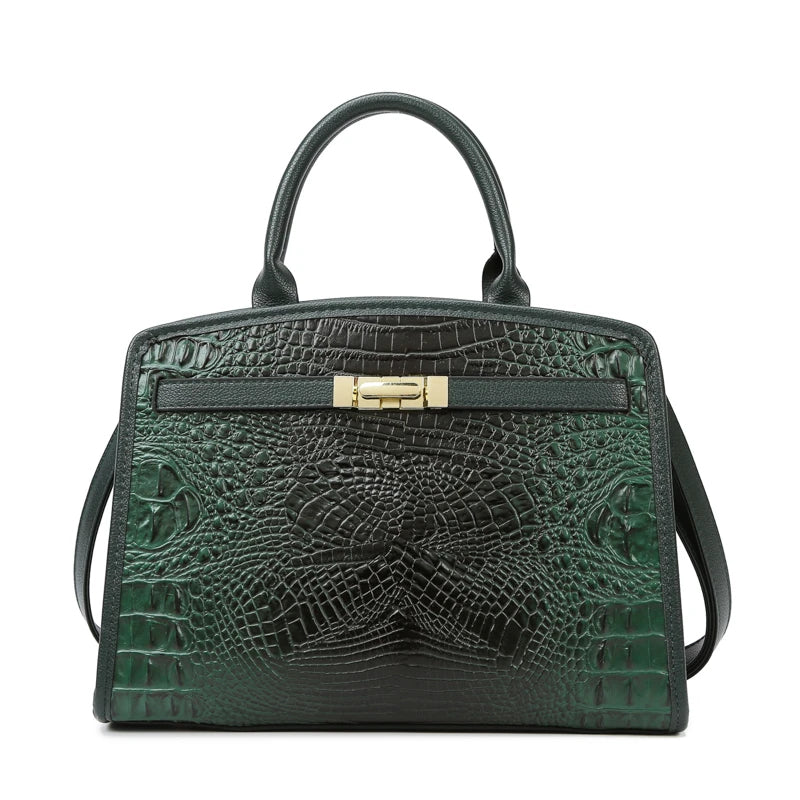 Exquisite Crocodile Pattern Luxury Handbag - Scraften