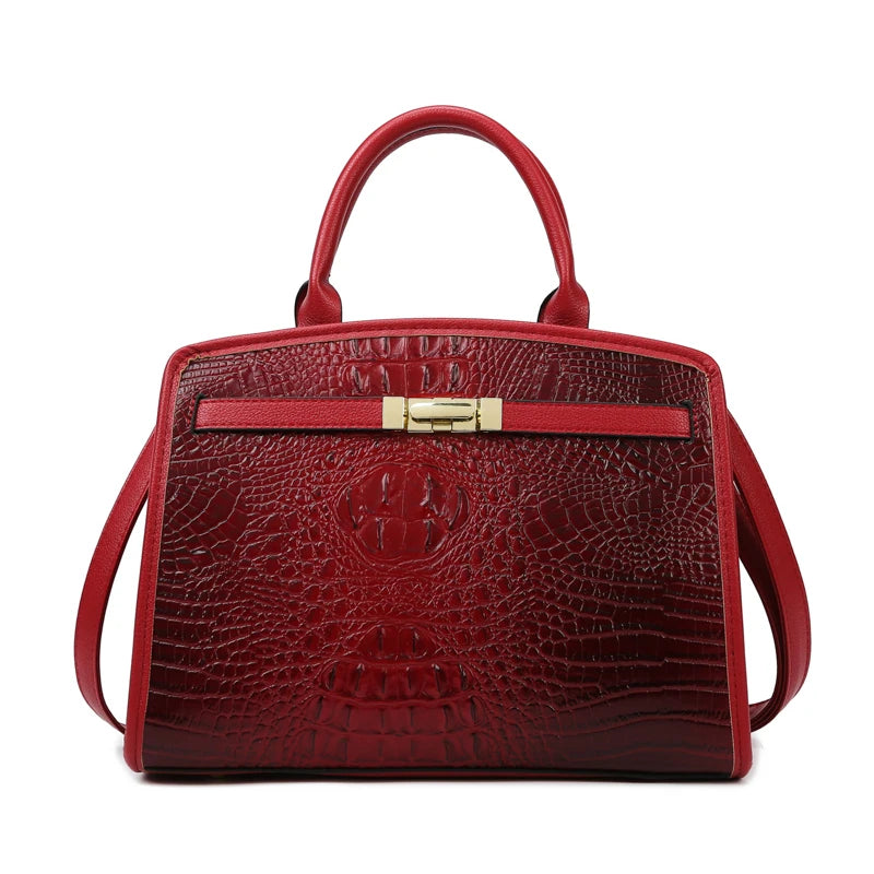 Exquisite Crocodile Pattern Luxury Handbag - Scraften