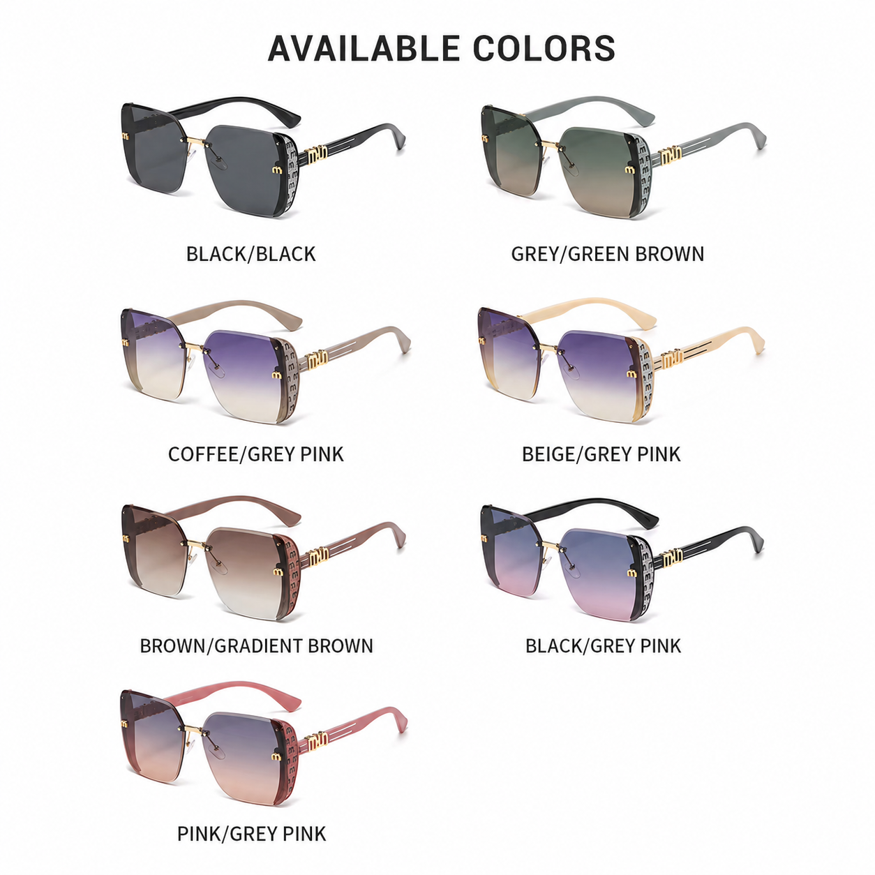 Fashion Luxury Square Sunglasses – UV400 Protection Lightweight Trendy Eyewear Gold White