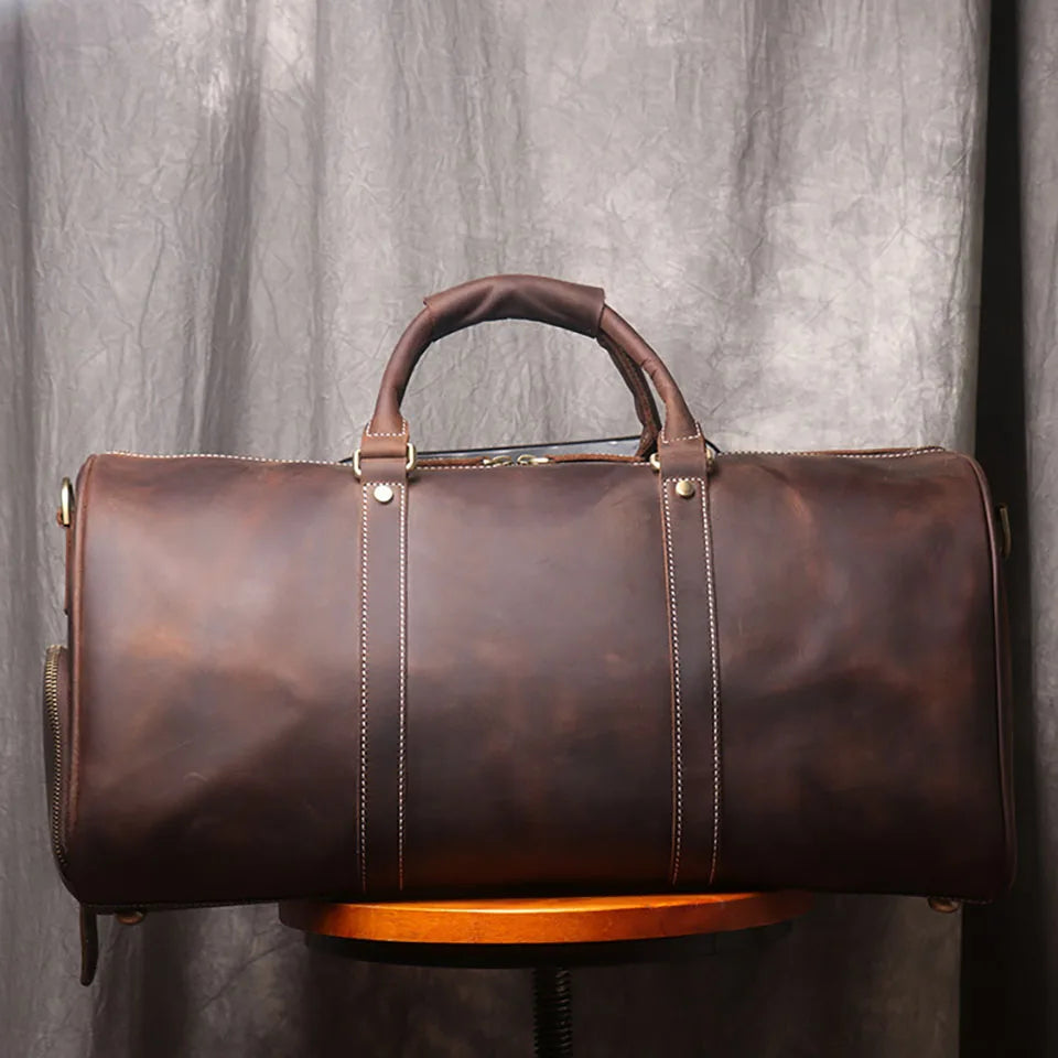 Genuine Leather Duffel Bag Travel Luggage Bag