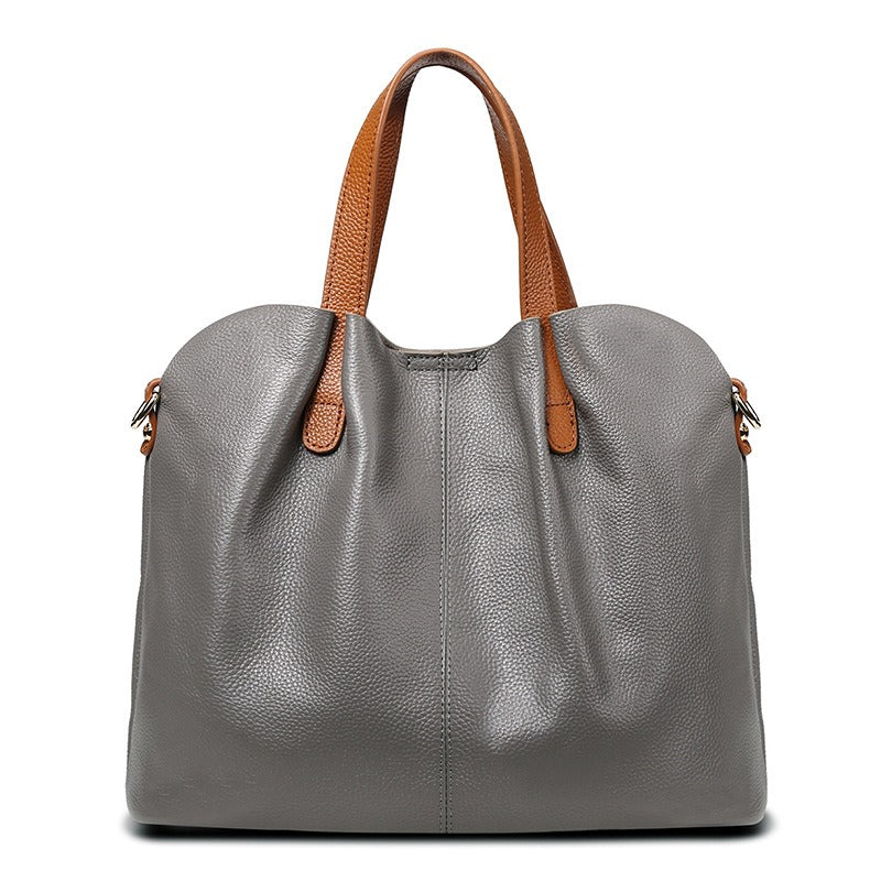 Genuine Leather Handbags Head Layer Cowhide Litchi Grain Women Handbag