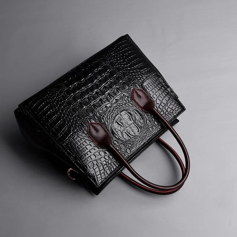 Genuine Leather Luxury Crocodile Designer Handbag - Scraften