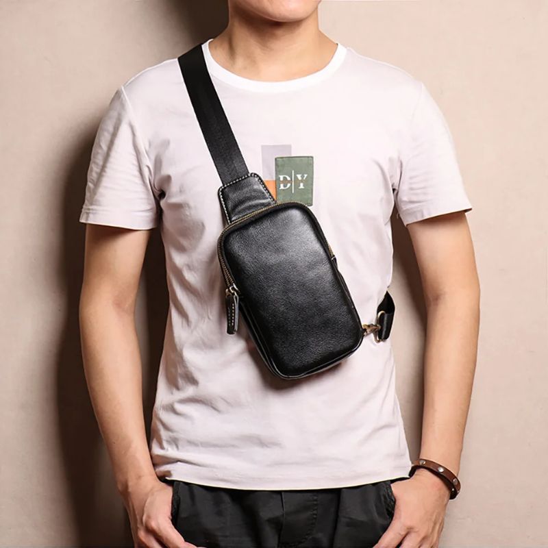 Genuine Leather Men's Chest Bag Messenger Bag