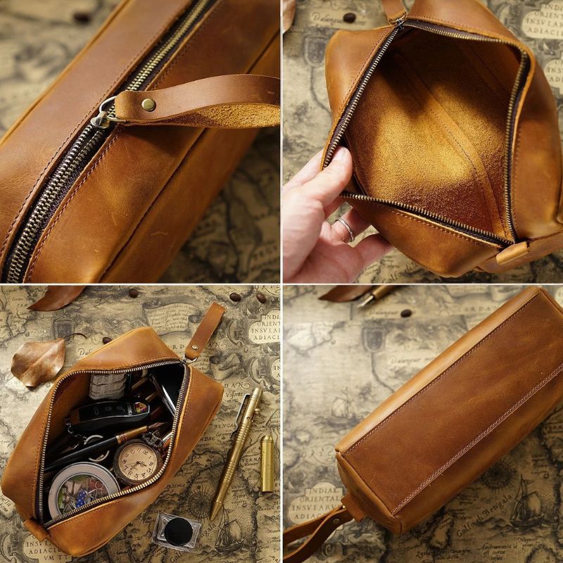 Genuine Leather Pen Pouch Stationery Storage