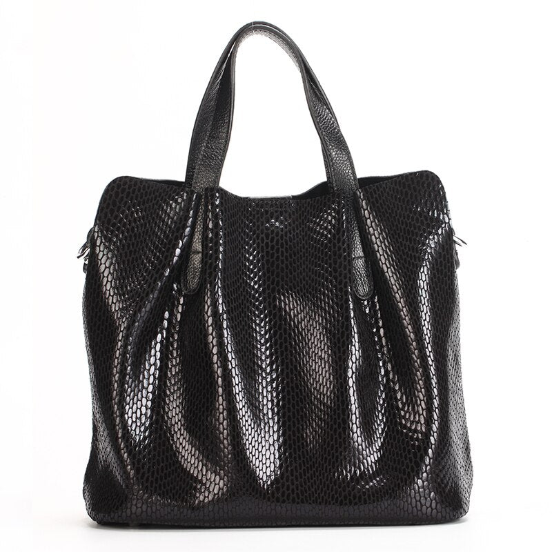 Genuine Leather Python Design Handbag - Scraften