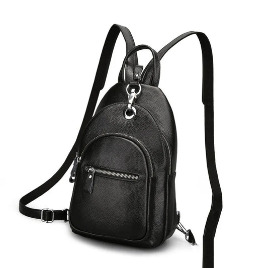 Genuine Leather Small Backpack Multi-Layer Anti-Theft Bag