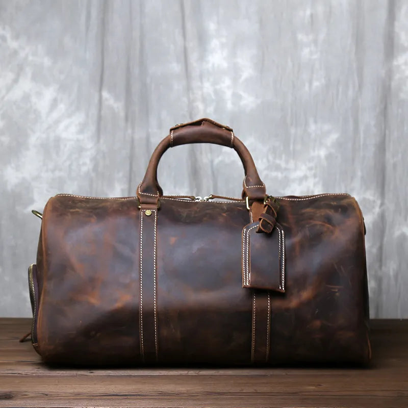 Genuine Leather Travel Bag with Shoe Pocket Travel Duffle