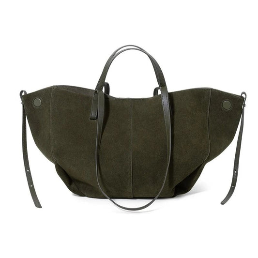 Women’s Leather Shoulder Tote – Frosted Cowhide Large Capacity Wing Bag