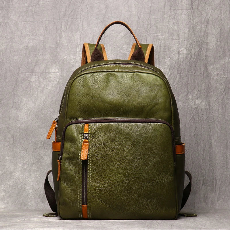 Genuine Leather Vintage Knapsack Backpack for Men - Full Grain Leather Daypack