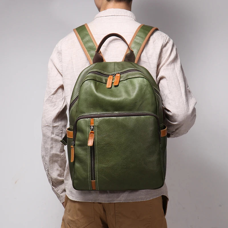 Genuine Leather Vintage Knapsack Backpack for Men - Full Grain Leather Daypack