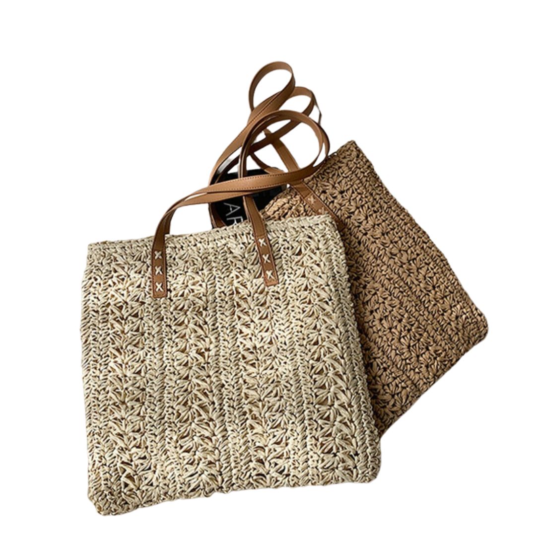 Handmade Square Straw Beach Bag - Scraften