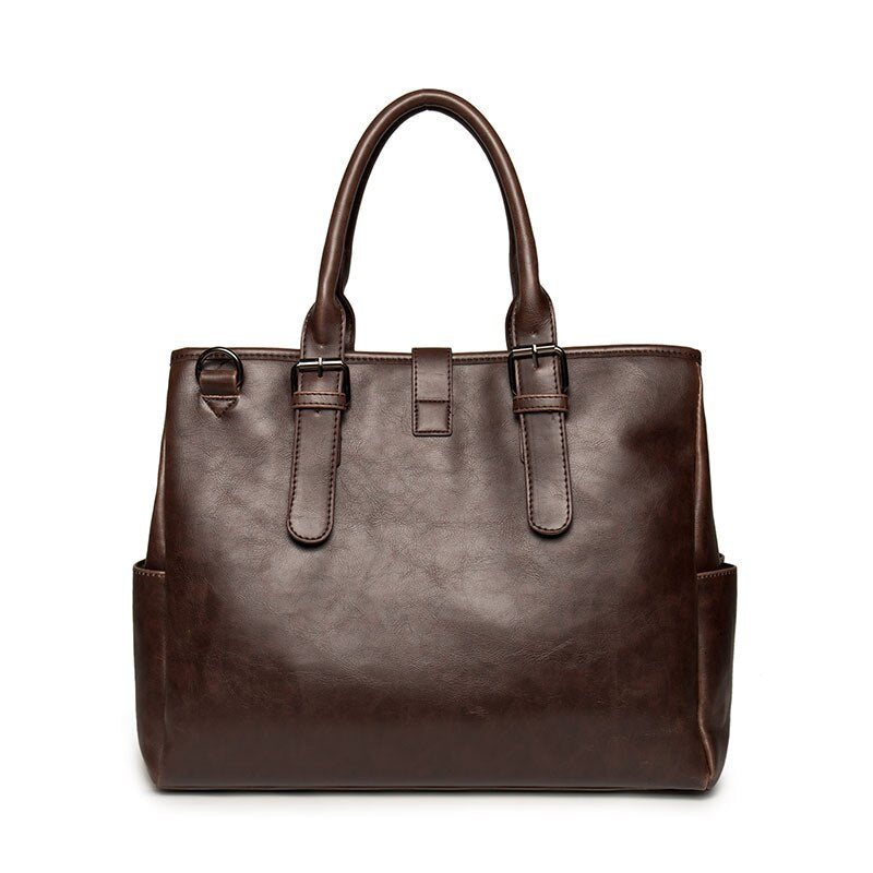 Large Capacity Retro Leather Briefcase