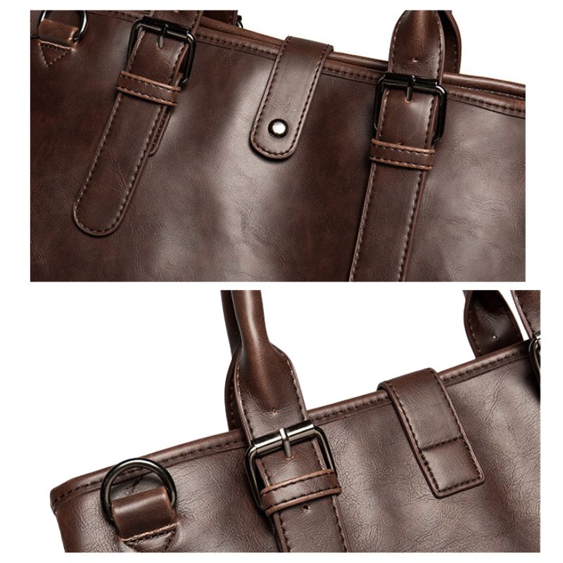 Large Capacity Retro Leather Briefcase
