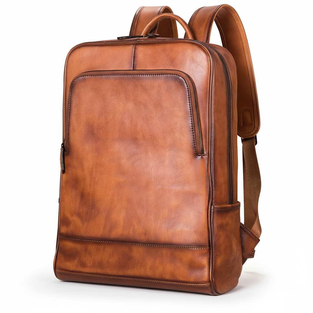 Large Capacity Waterproof Leather Laptop Backpack for Business & Travel