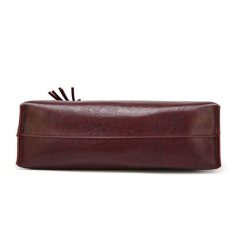 Women’s Oil Wax Leather Shoulder Bag – Large Tote Handbag