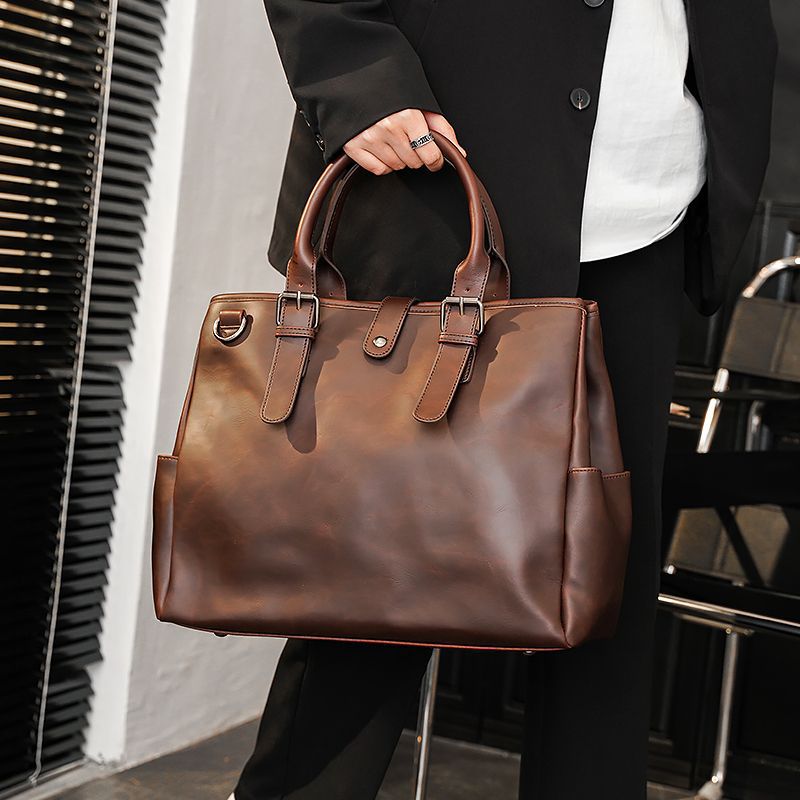 Large Capacity Retro Leather Briefcase