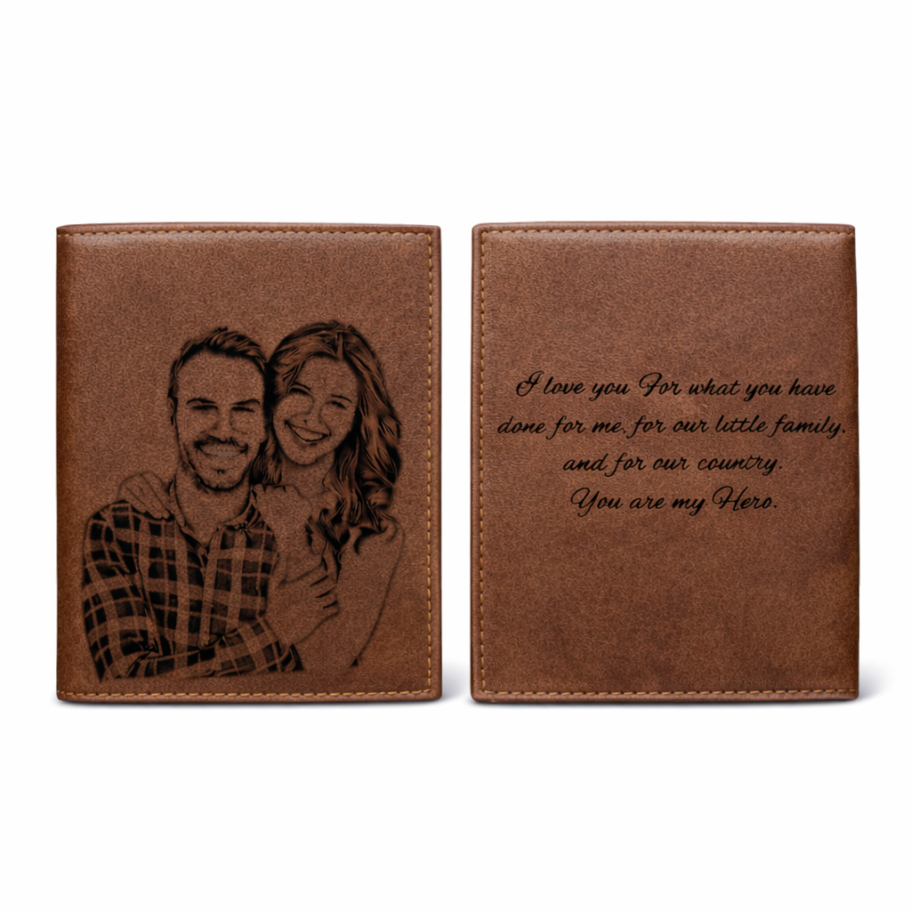 Men’s Custom Name / Photo Engraved Wallet | High-Quality PU Leather Short Purse | Personalized Gift - Scraften