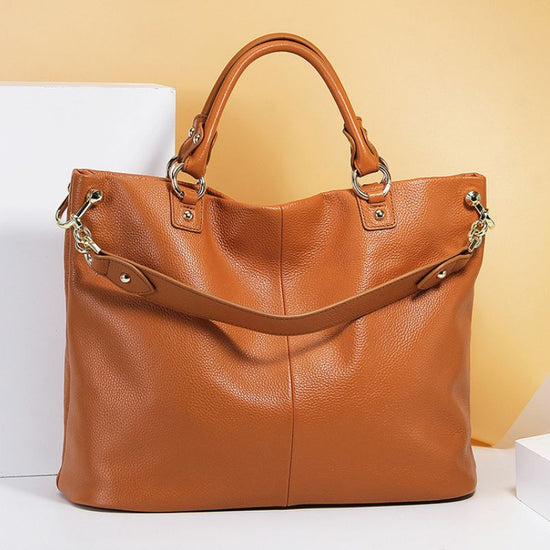 Soft Leather Handbag Large-capacity Cowhide Hot Rhinestone Handbags