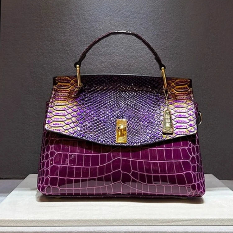Luxury Crocodile Print Synthetic Leather Crossbody Bag for Women
