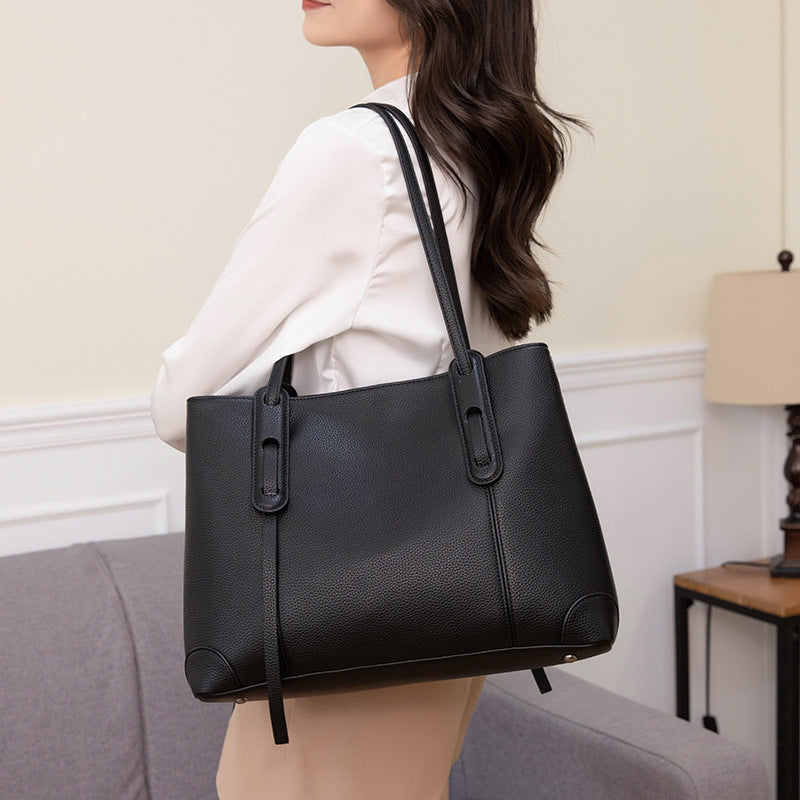Luxury Soft Cowhide Leather Tote Bag - Women's Shoulder Handbag