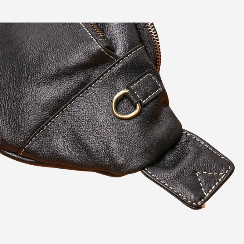 Men's Genuine Leather Chest Bag Outdoor Sports Waist Bag