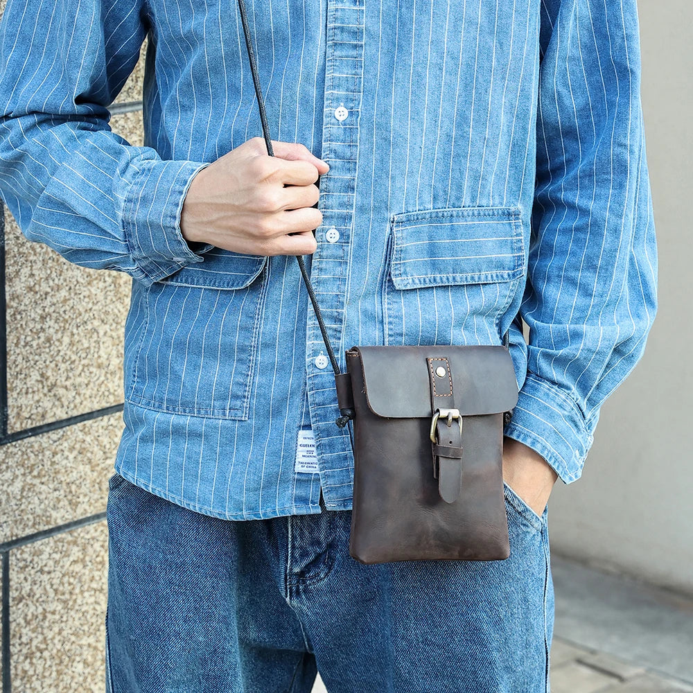 Men's Genuine Leather  Small Messenger Bag