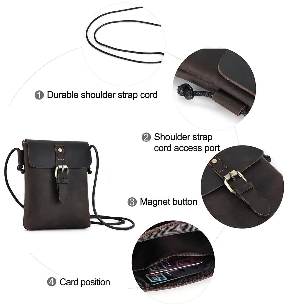 Men's Genuine Leather  Small Messenger Bag