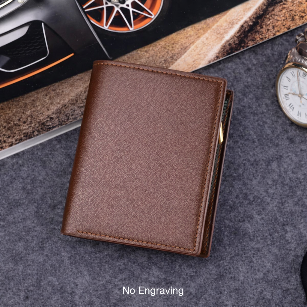 Men’s Custom Name / Photo Engraved Wallet | High-Quality PU Leather Short Purse | Personalized Gift - Scraften
