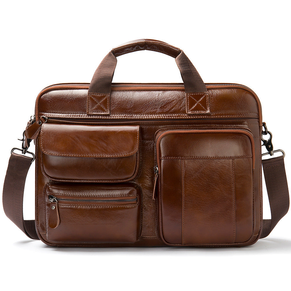 Authentic Leather Men's Laptop Briefcase - Ideal for Business Travel and Commuting