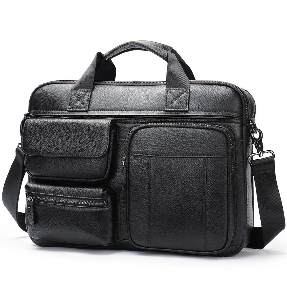 Authentic Leather Men's Laptop Briefcase - Ideal for Business Travel and Commuting