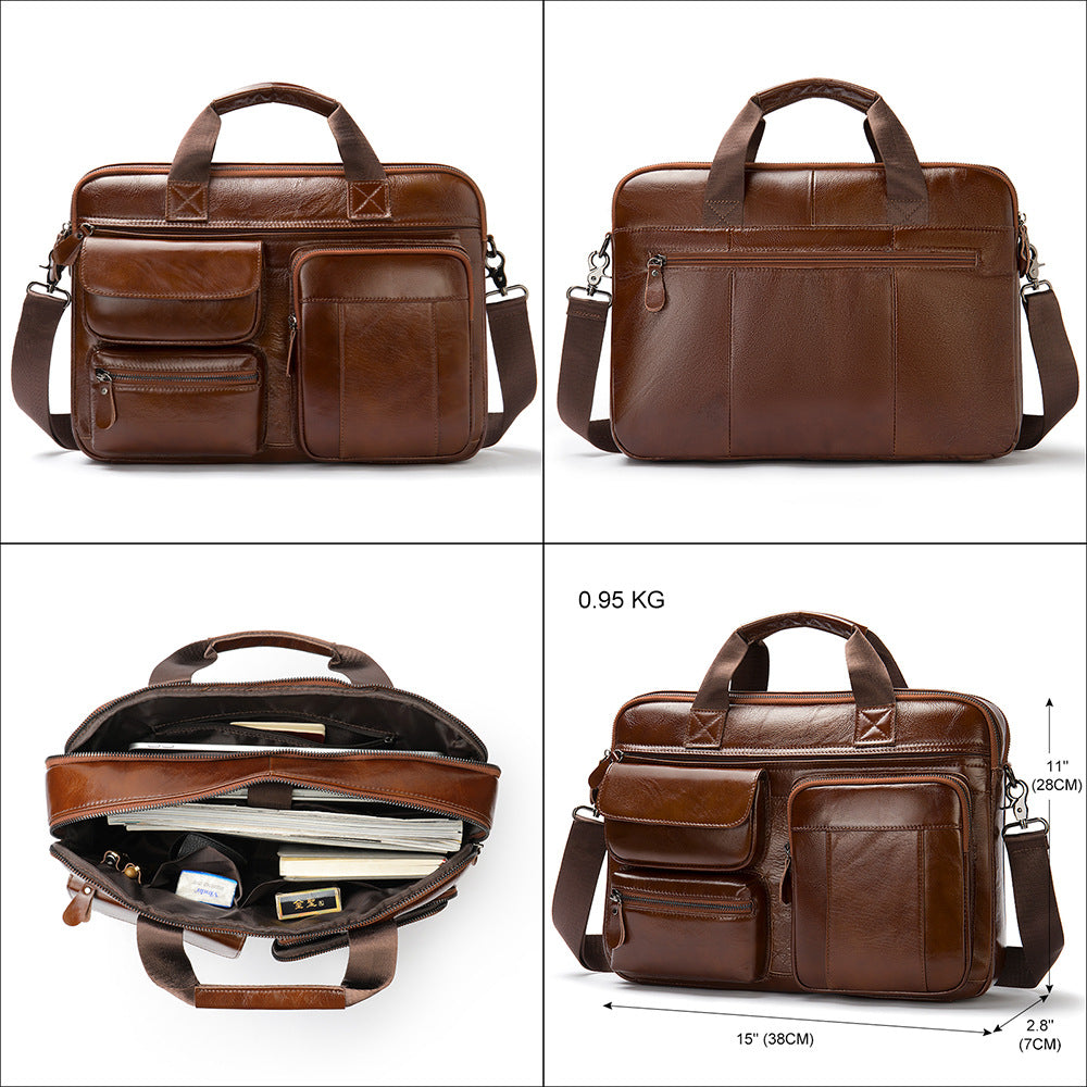 Authentic Leather Men's Laptop Briefcase - Ideal for Business Travel and Commuting