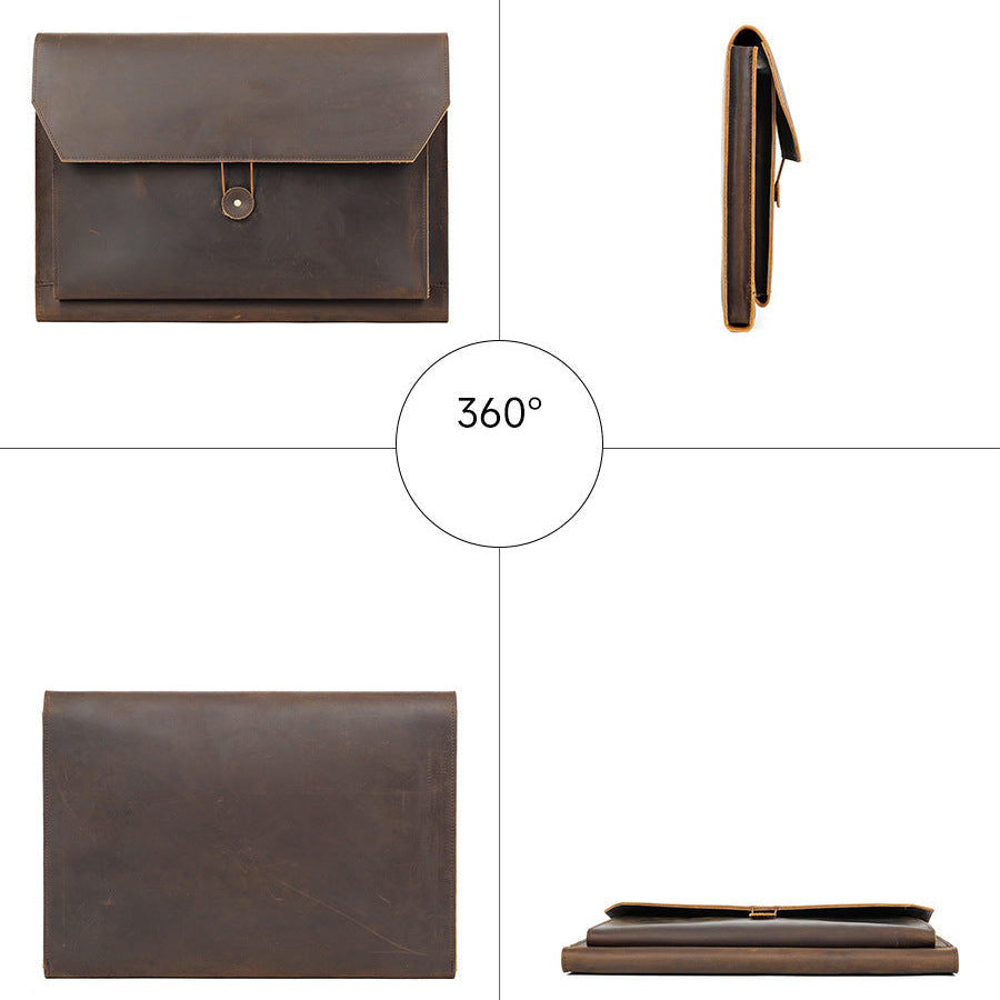 Premium Crazy Horse Leather Retro Laptop Bag Protective Case