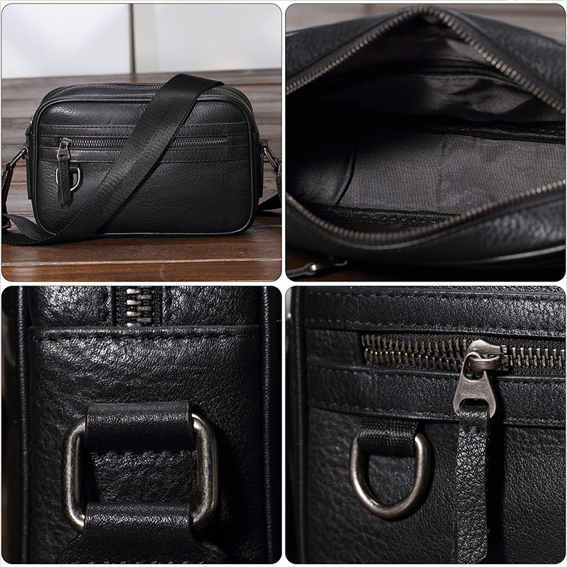 Genuine Leather Men's Crossbody Bag  Luxury Cowhide Fashion Bag