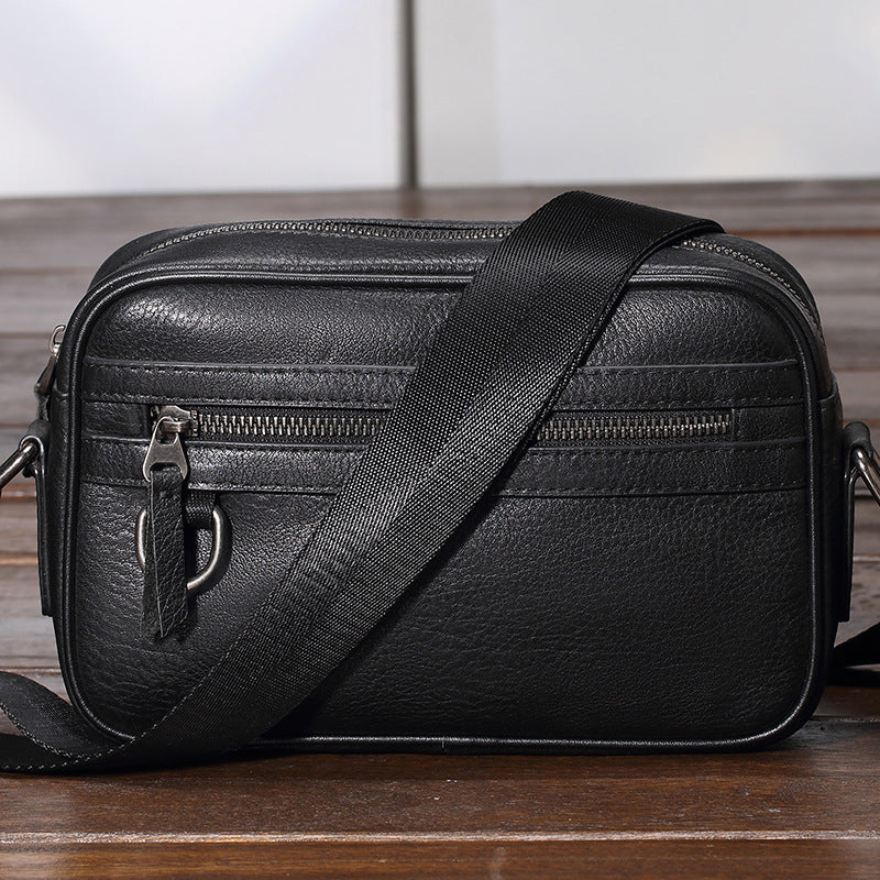 Genuine Leather Men's Crossbody Bag  Luxury Cowhide Fashion Bag
