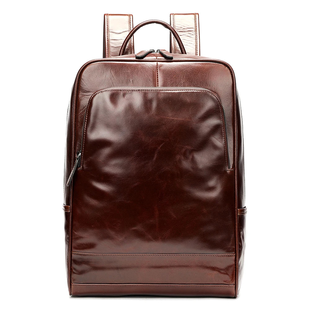 Large Capacity Waterproof Leather Laptop Backpack for Business & Travel