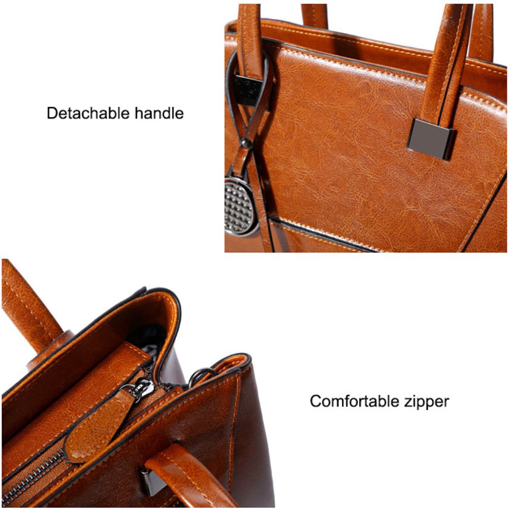 Oil Wax Cowhide Cross body Handbag - Scraften