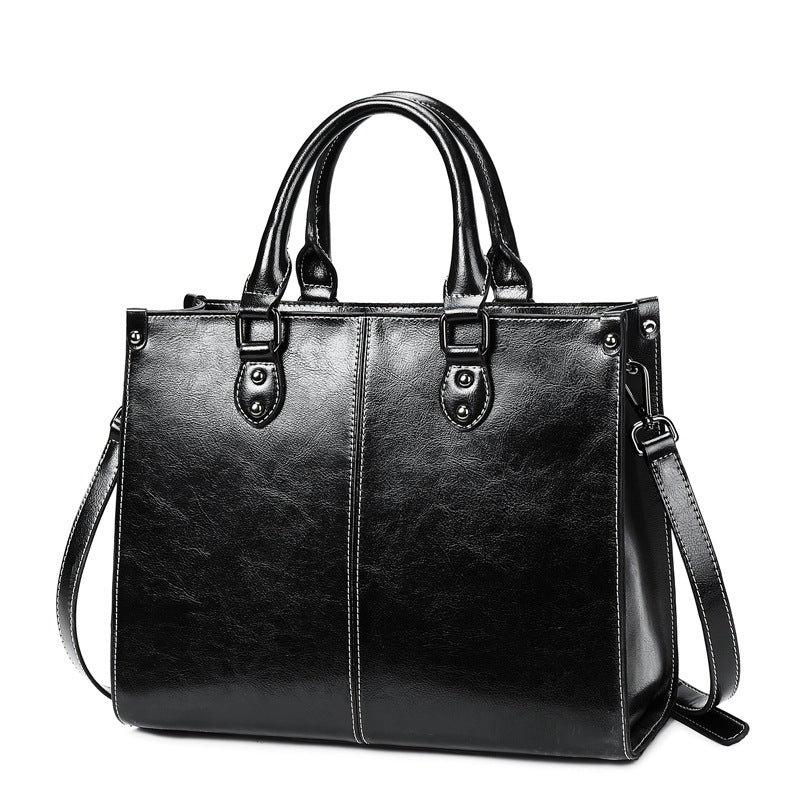 Oil Wax Spliced Leather Women's Crossbody Bag