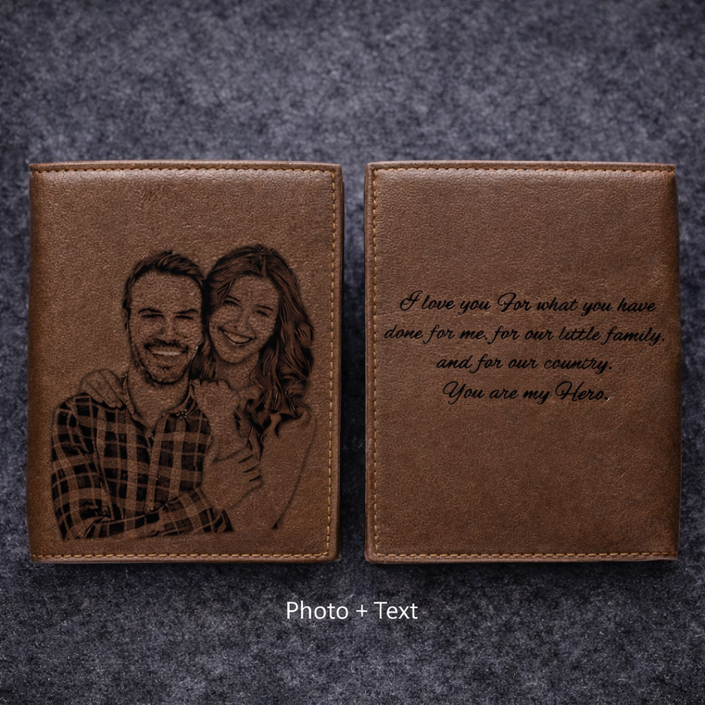 Men’s Custom Name / Photo Engraved Wallet | High-Quality PU Leather Short Purse | Personalized Gift - Scraften