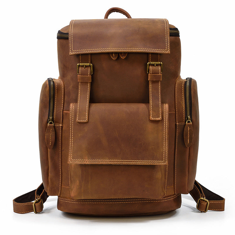 Premium Crazy Horse Genuine Leather Stylish Backpack - Scraften