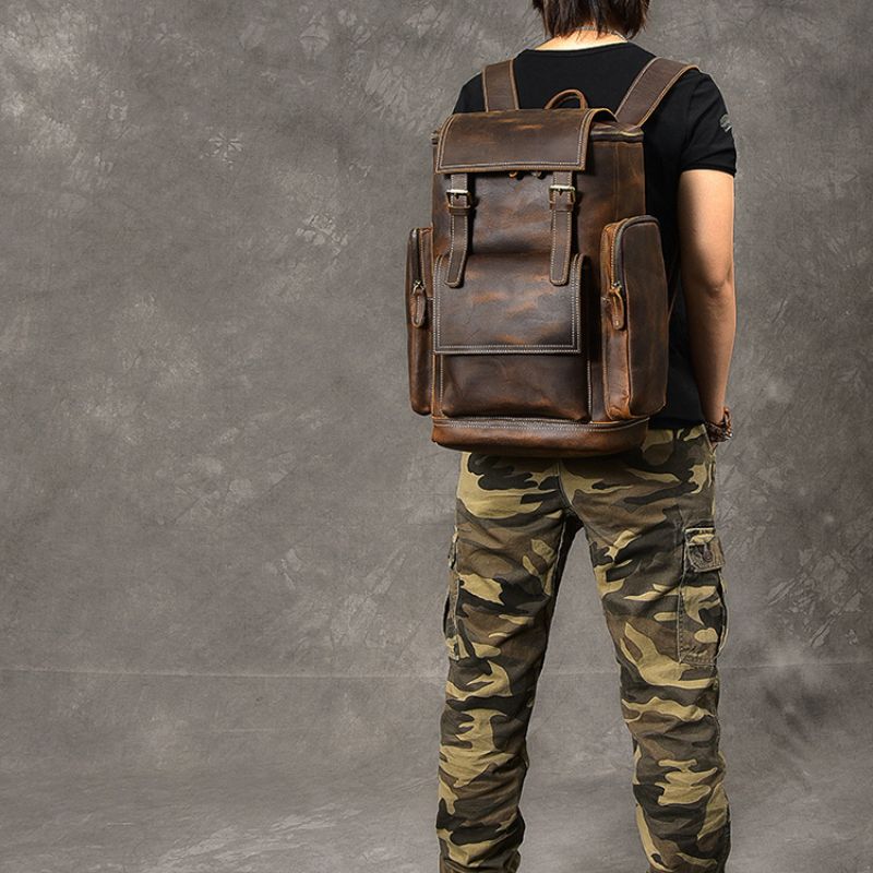 Premium Crazy Horse Genuine Leather Stylish Backpack