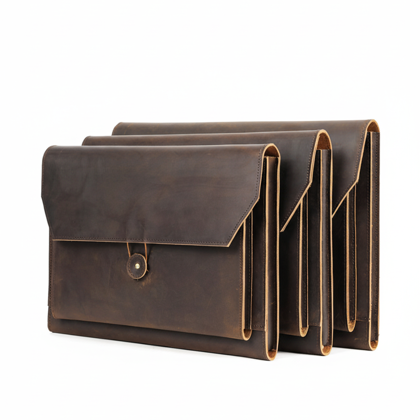 Premium Crazy Horse Leather Retro Laptop Bag Protective Case