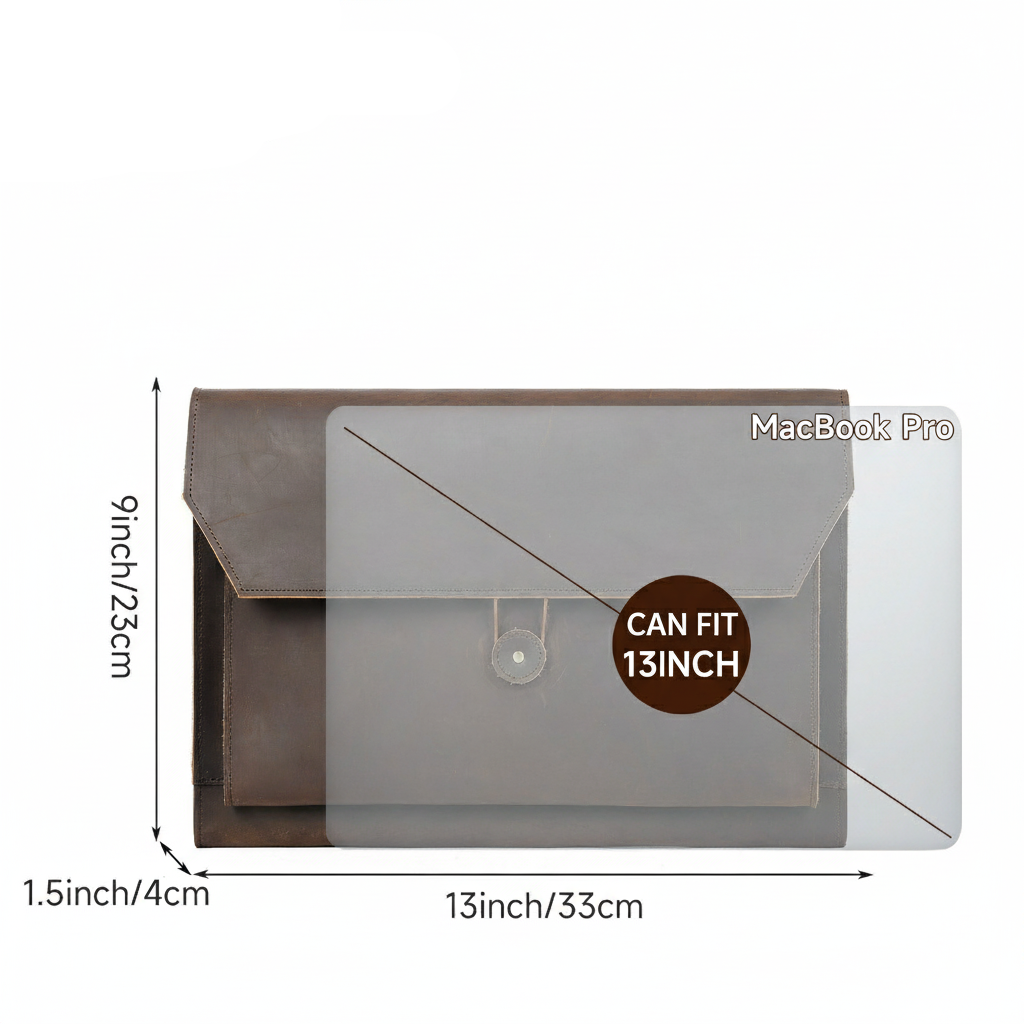 Premium Crazy Horse Leather Retro Laptop Bag Protective Case