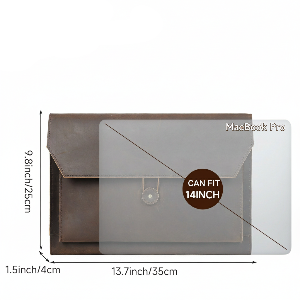 Premium Crazy Horse Leather Retro Laptop Bag Protective Case