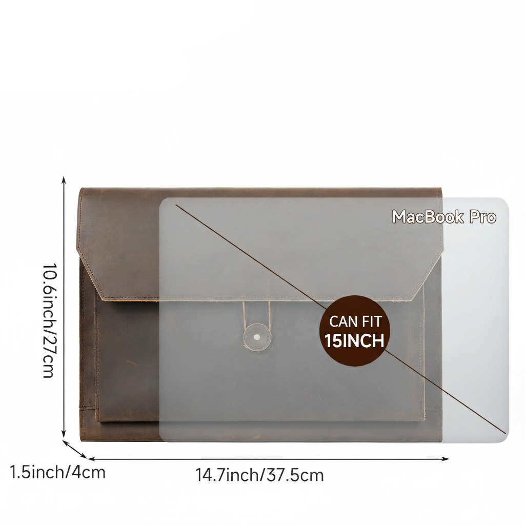 Premium Crazy Horse Leather Retro Laptop Bag Protective Case